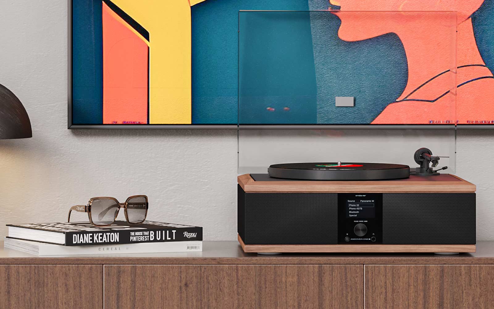 Andover-One Turntable, All-in-One Record Player Music System